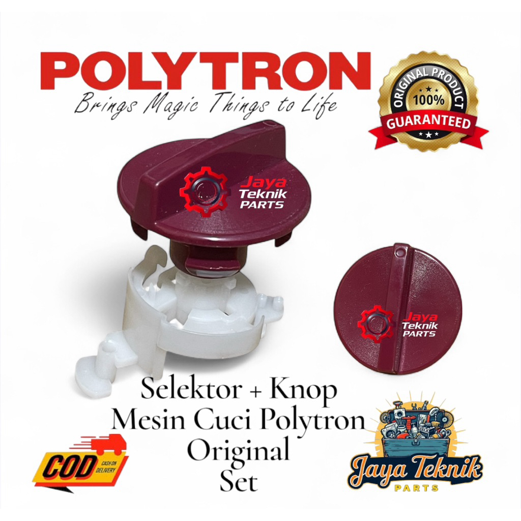 SET SELEKTOR + KNOP MERAH PEMBUANGAN AIR MESIN CUCI POLYTRON 2 TABUNG ORIGINAL