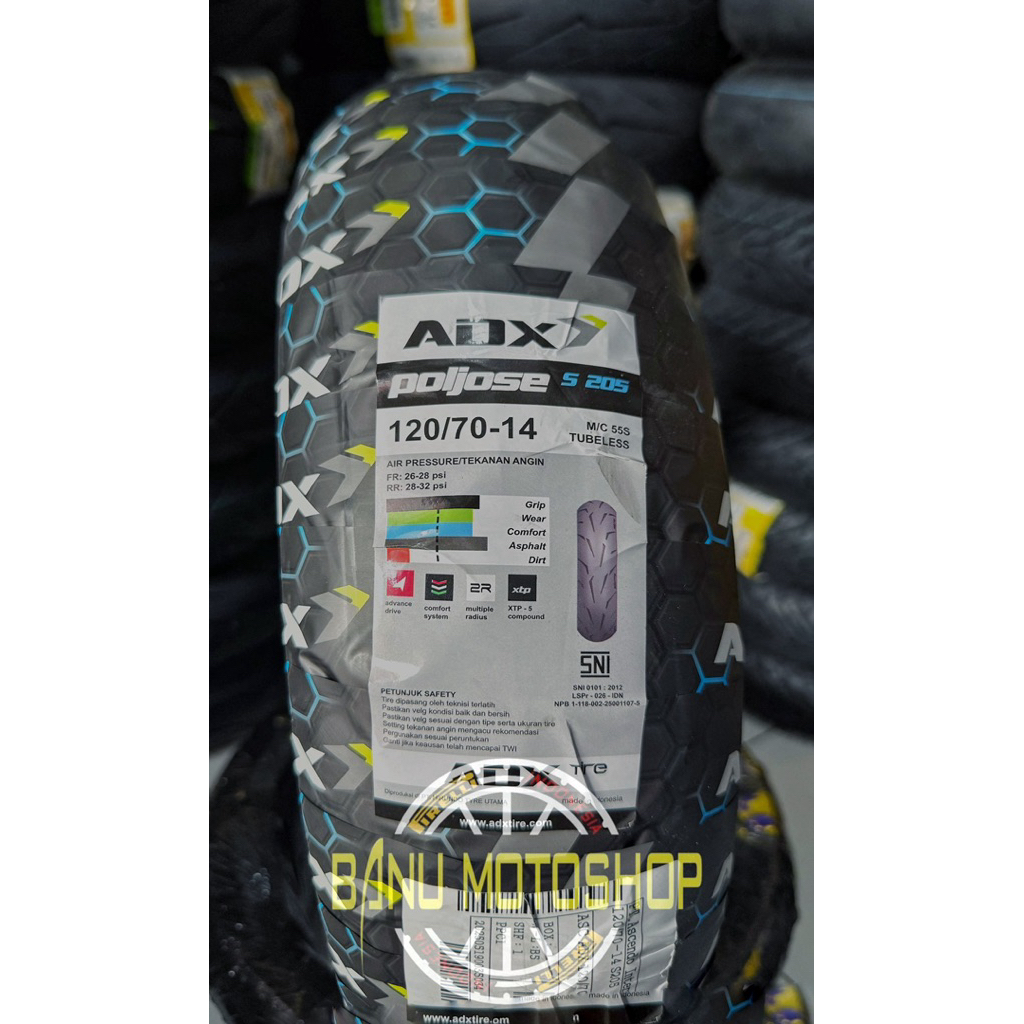 Ban ADX POLJOSE S205 uk 120/70-14 Soft compound tubelees
