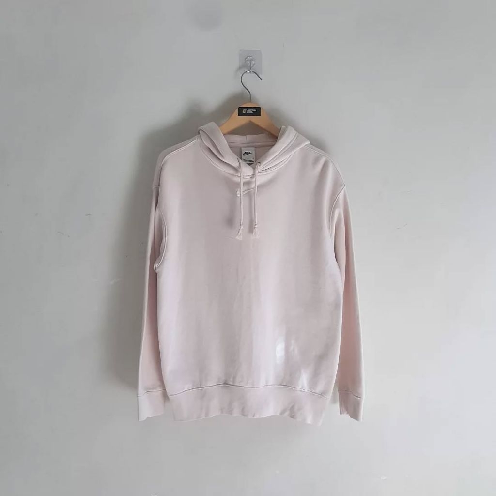 Nike hoodie center logo small swoosh cream