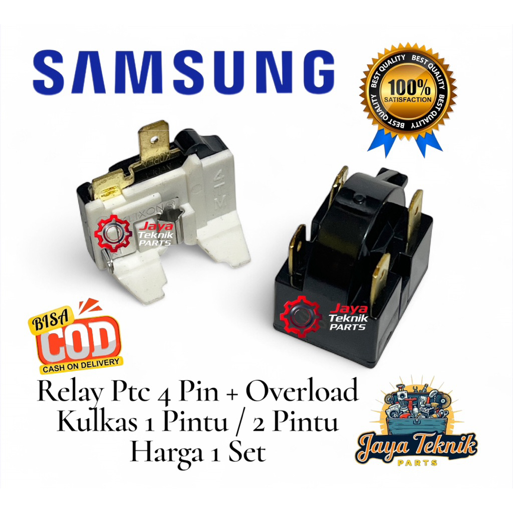 Set Relay 4 Pin + Ptc Overload Kulkas Samsung 1 Pintu / 2 Pintu / Relay Kulkas Samsung