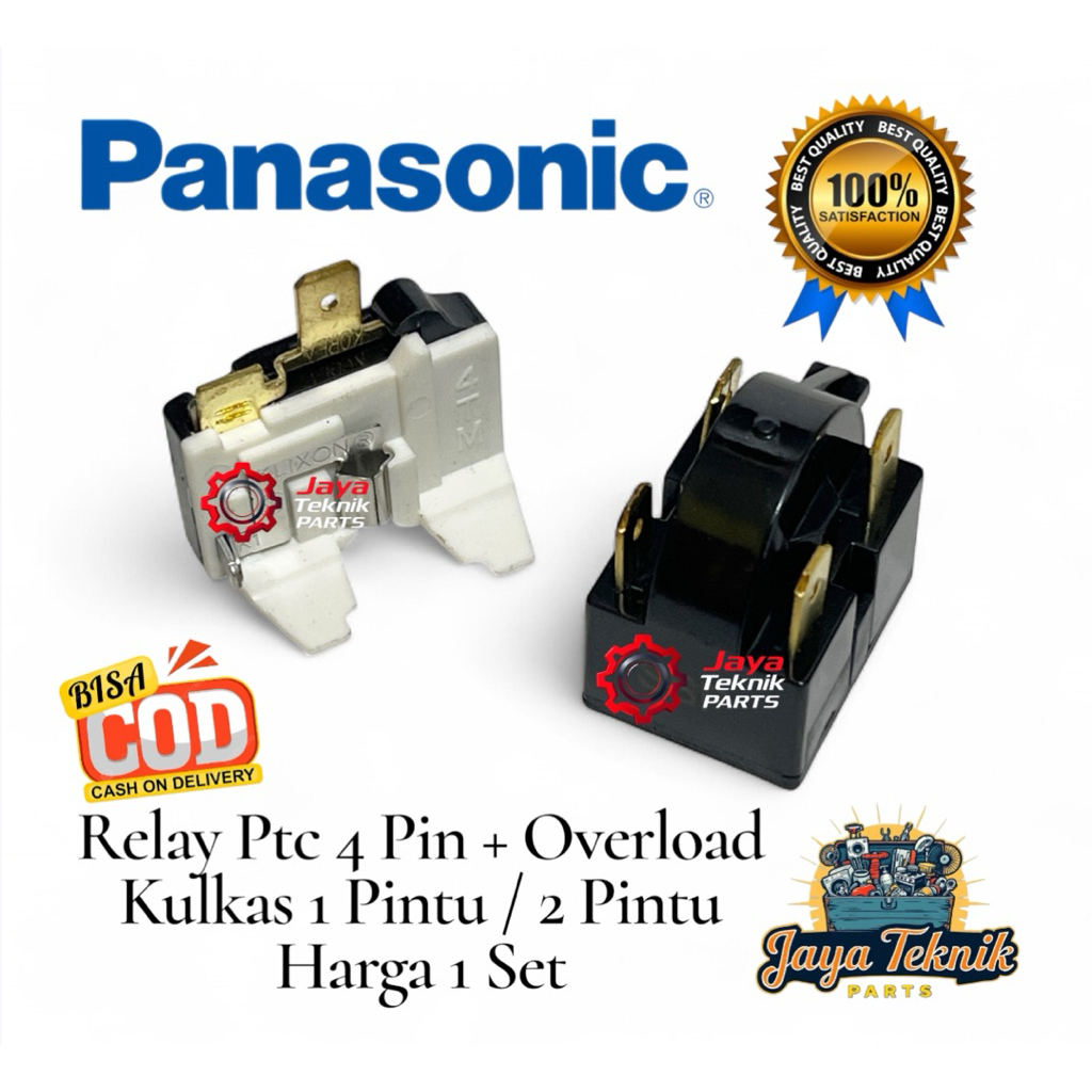 Set Relay 4 Pin + Ptc Overload Kulkas Panasonic 1 Pintu / 2 Pintu / Relay Kulkas Panasonic