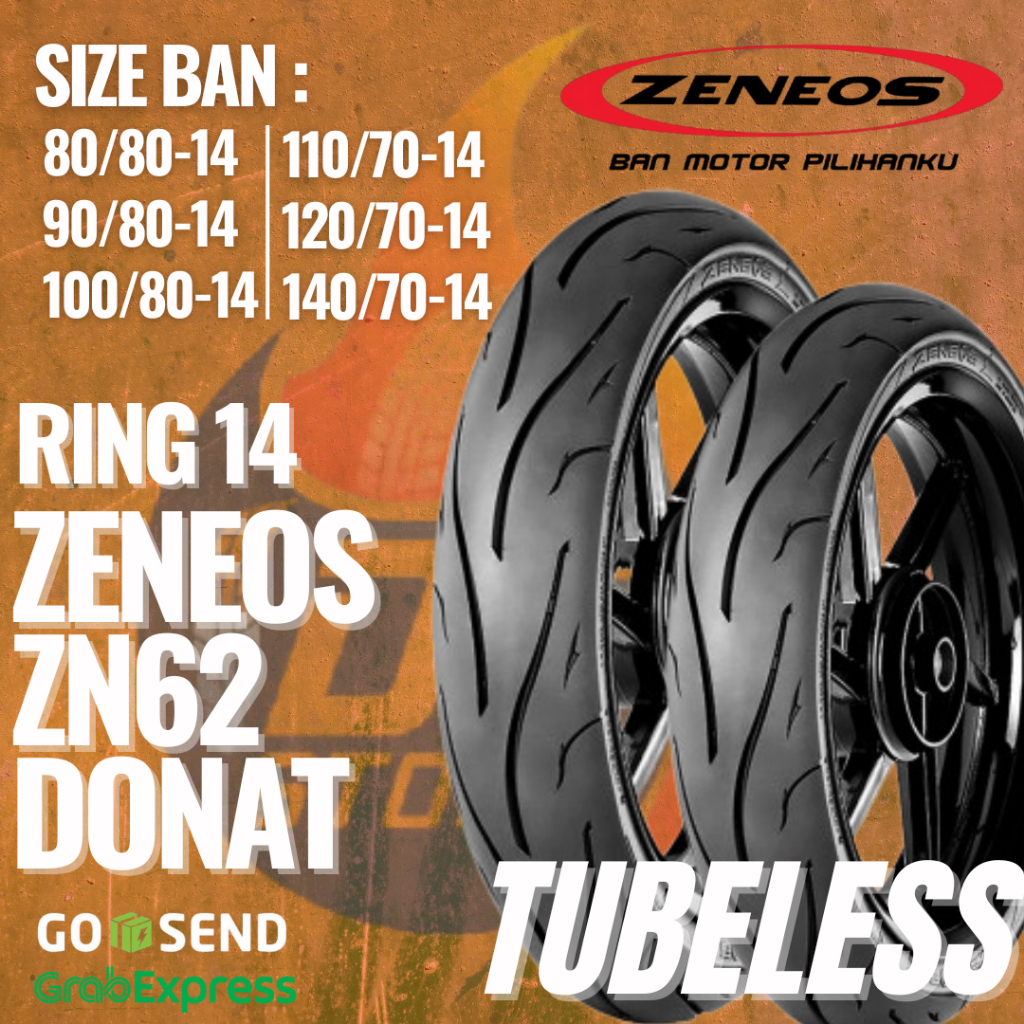 Ban Donat Zeneos Zn62 Ring14 Tubeless Ban Motor Vario, Beat, Mio, Dan All Metic