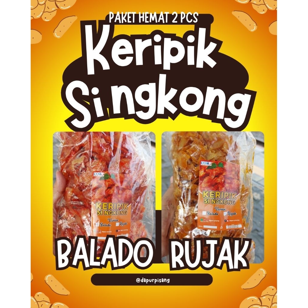

PAKET 2 HEMAT KERIPIK SINGKONG 500GR BALADO DAN RUJAK