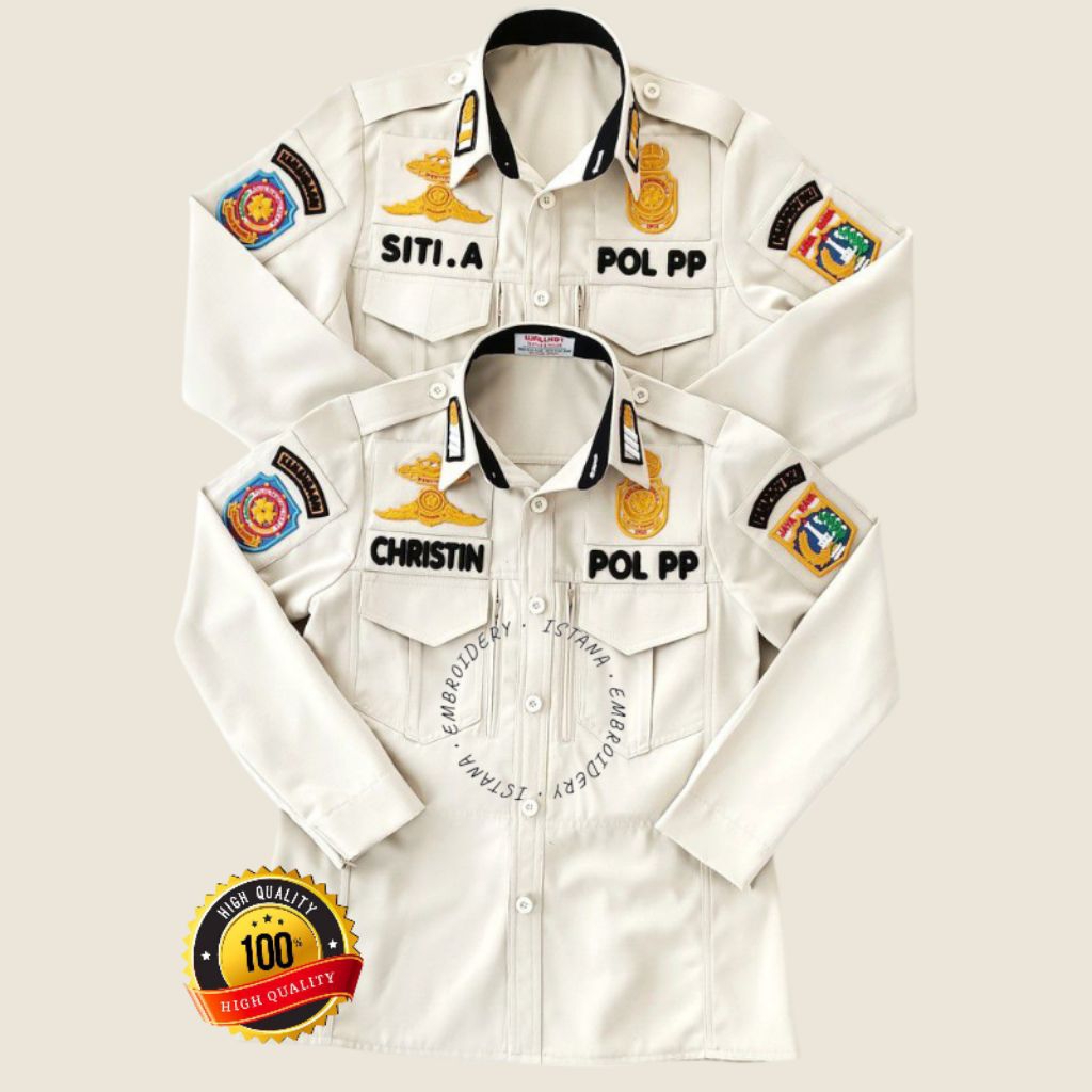 Kemeja Satpol PP Cream Luster/Seragam Luster Satpoll PP/Kemeja Satgas Cream Luster/Seragam Satgas La