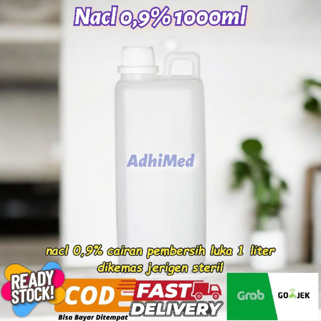 nacl 0,9% 1000ml botol / nacl pembersih luka 0,9% 1 liter kemasan botol jerigen steril