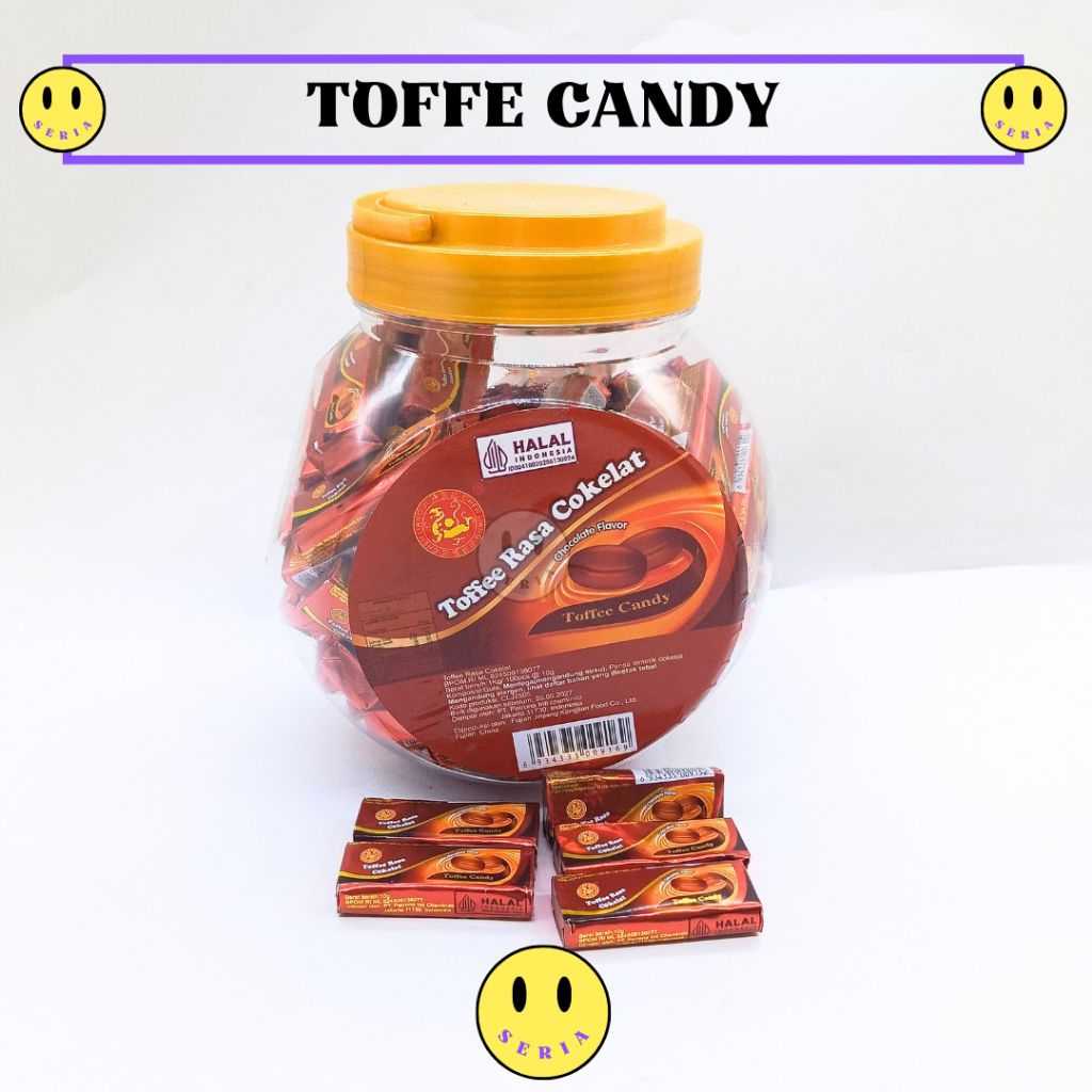 

Toffee candy permen lunak rasa cokelat 1 toples isi 100 pcs permen grosir murah
