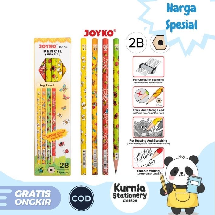 

Joyko Pensil 2B P-106 2B 1 Box isi 12 Pensil