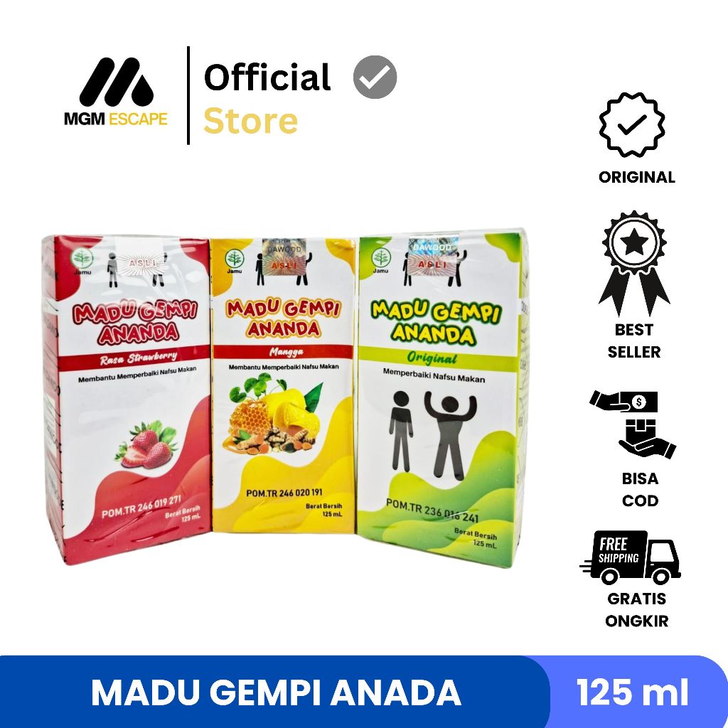 MADU GEMUK ANAK ANANDA ALL Varian Rasa Original Mangga dan Strowberry MADU Penggemuk Badan Anak