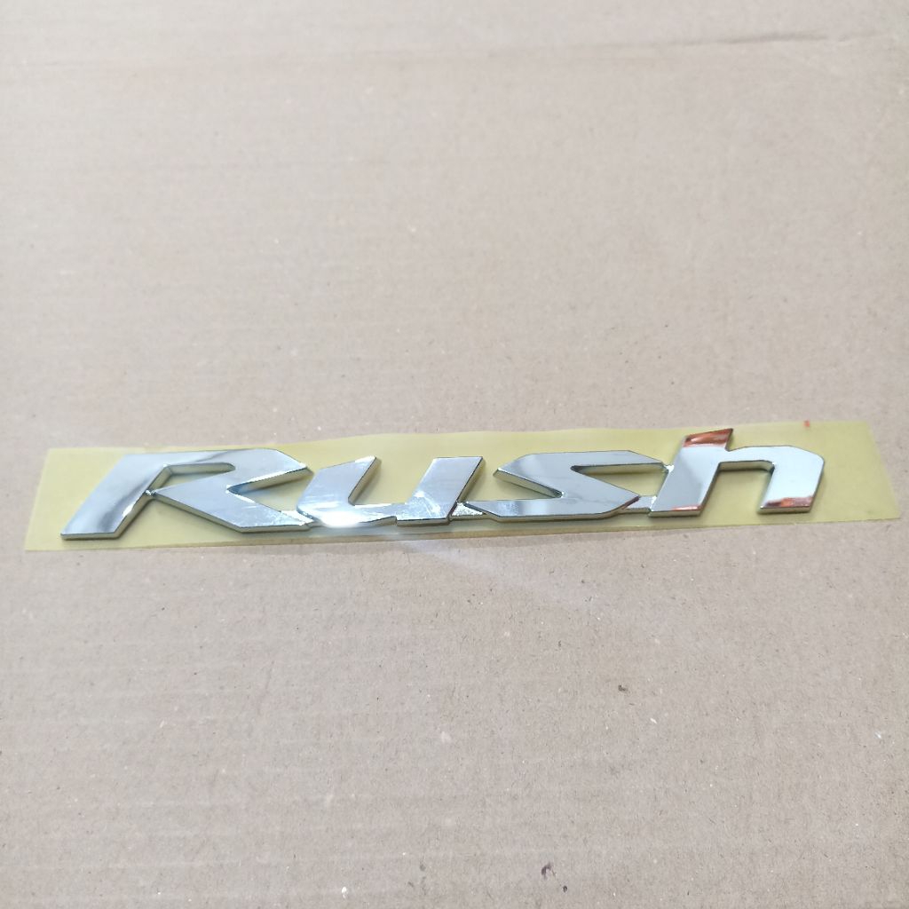 Emblem Tulisan Rush 2018-2019 Original Chrome