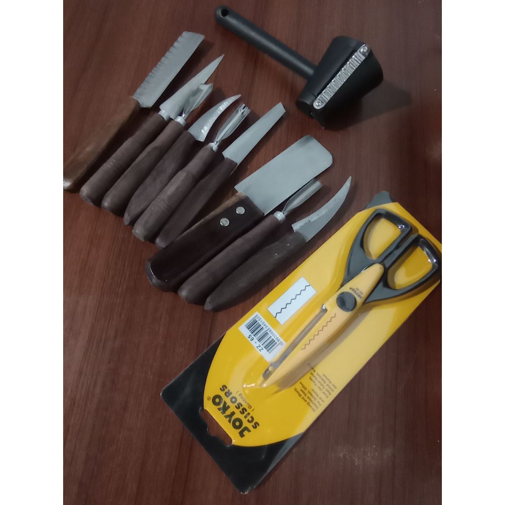 pisau perlengkapan bikin tumpeng 9pcs+parutan wortel spiral/gunting zigzag