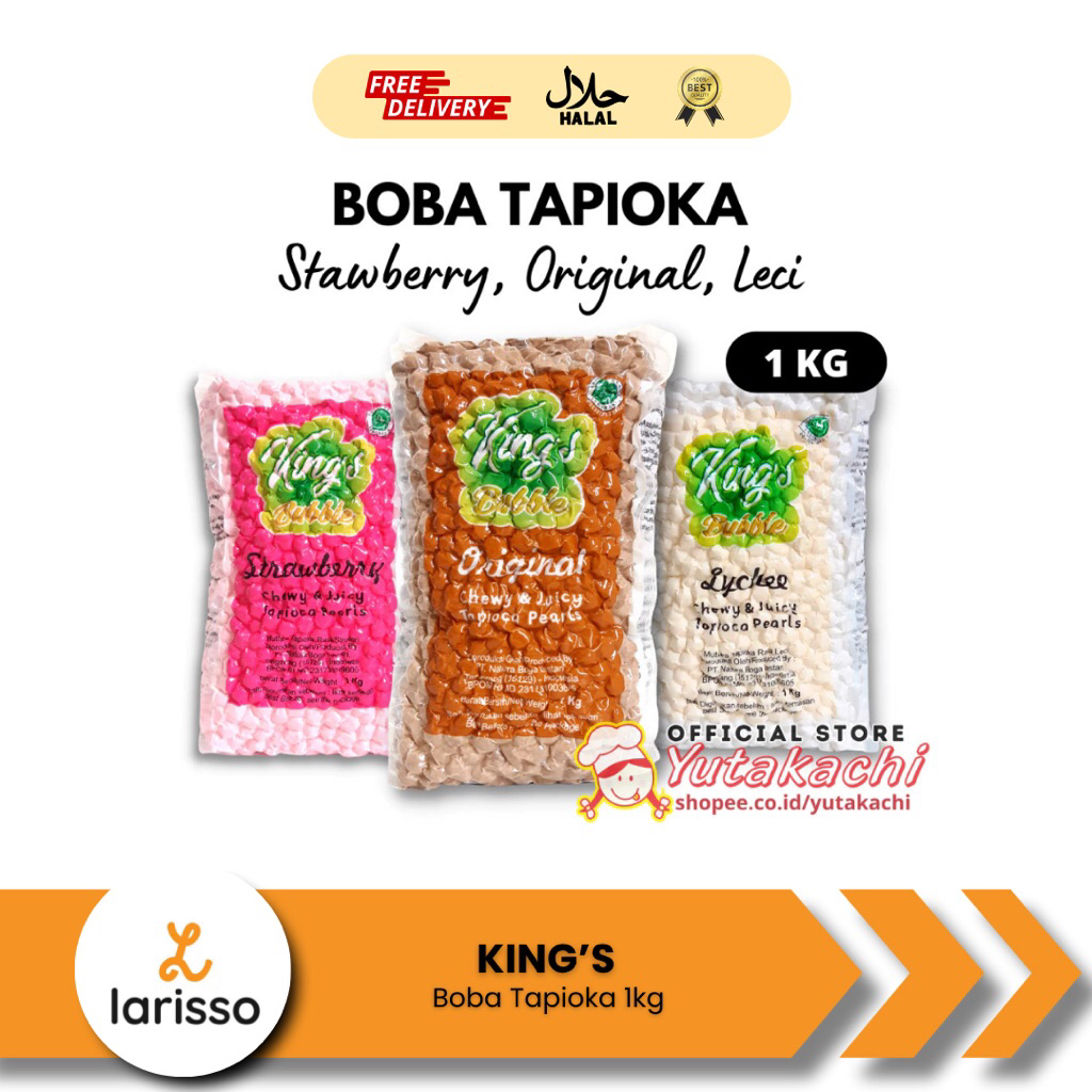 

King’s Bubble Tapioca Pearl Boba 1kg - Boba Brown Sugar/Boba Instan/Boba 1kg