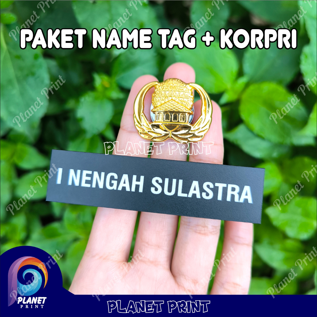 

PAKET Name Tag Doff Grafir dan Pin Korpri Import Nama Dada Papan Nama Gravir Name Tag Ukir