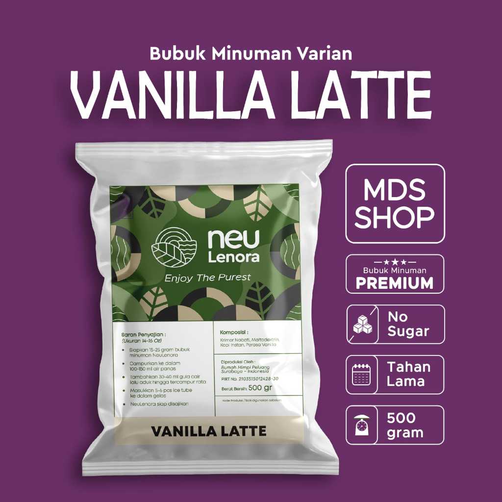 

Bubuk Minuman Bubble Powder Drink Rasa VANILLA LATTE Neulenora 500gram - Plain