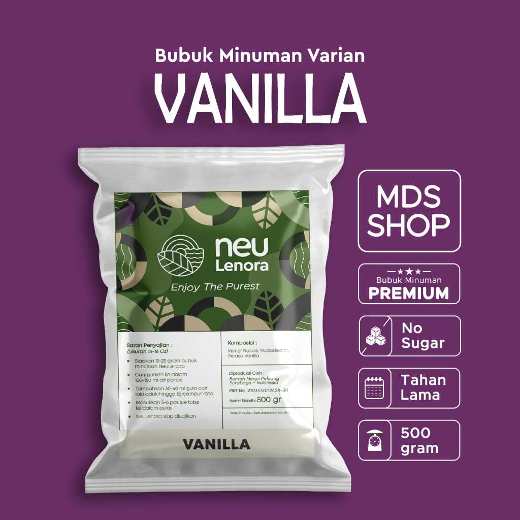 

Bubuk Minuman Bubble Powder Drink Rasa VANILLA Neulenora 500gram - Plain