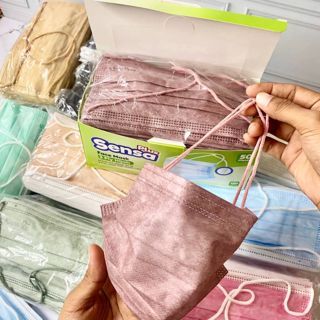 MASKER HIJAB DAN NON HIJAB SENSA ORIE 1 BOX ISI 50PCS / MASKER 3 PLY SENSA ORIE