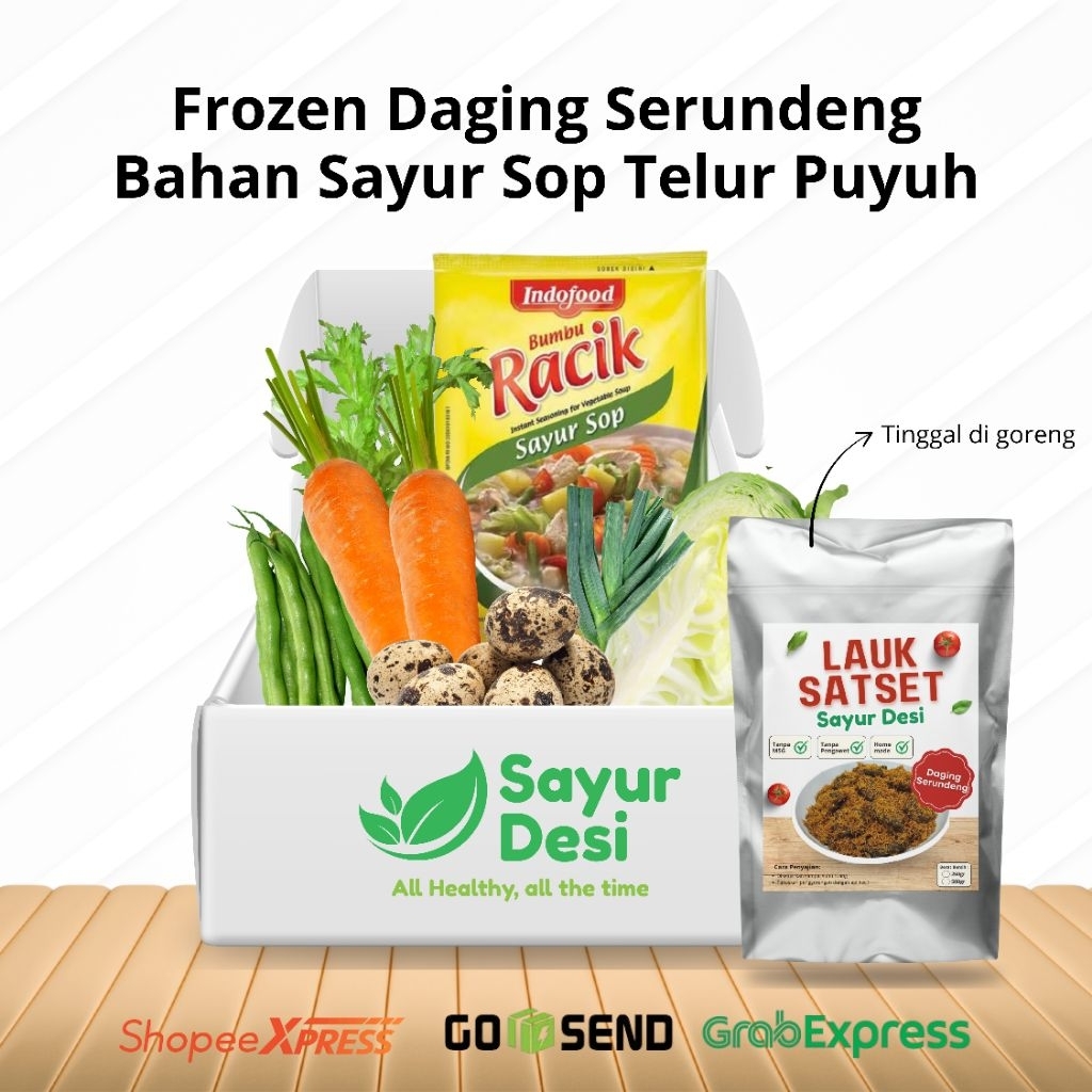 

Menu SatSet Sayur Desi | Frozen Daging Serundeng & Bahan Sayur Sop