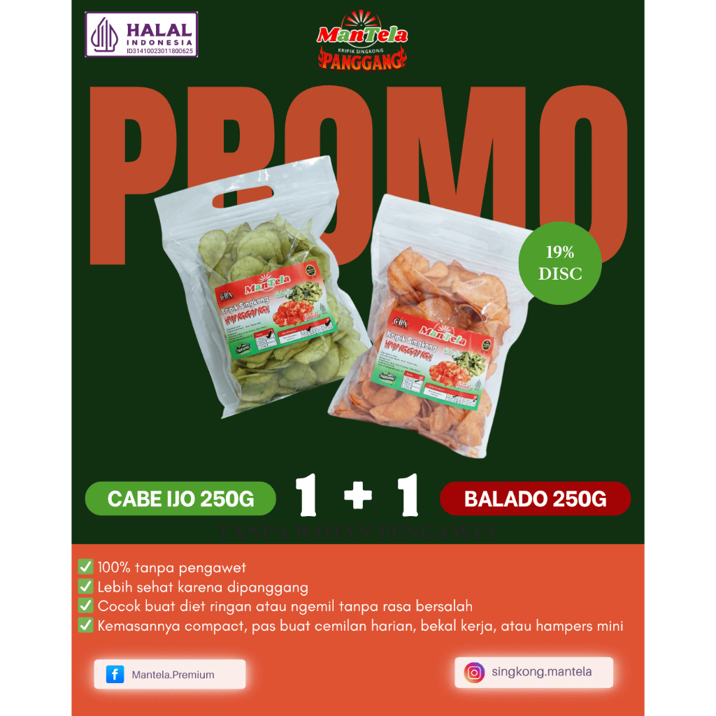 

Keripik Singkong Panggang Premium Mantela - Paket Bundling Murah 250g