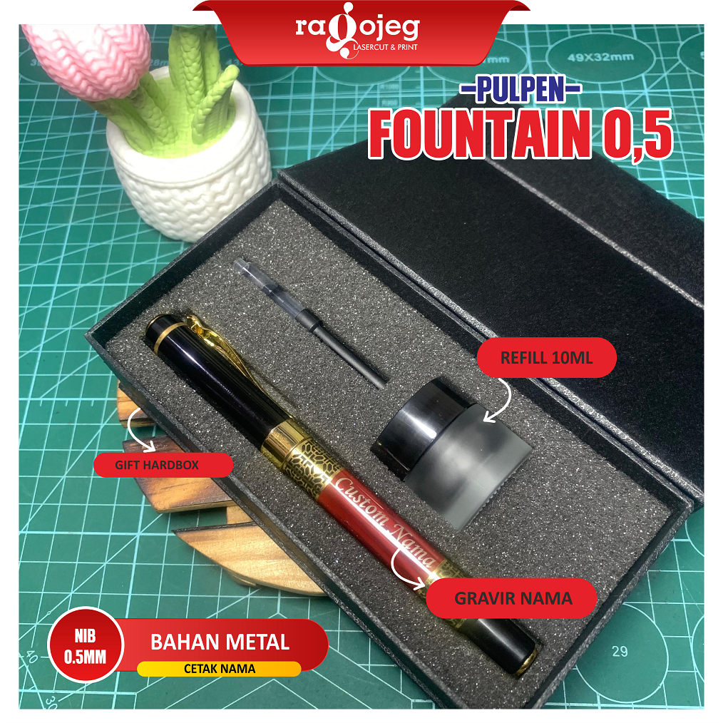 

PULPEN FOUNTAIN KALIGRAFI/TTD/ HADIAH/ GIFTSET BAHAN METAL NAMA GRAFIR