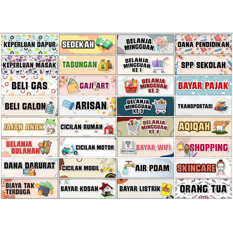

SPN STIKER DOMPET BUDGETING / KERTAS TANGGALAN 1-31 / STIKET DOMPET KEUANGAN
