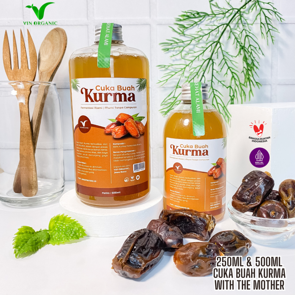

VIN ORGANIC Cuka Buah Kurma Fermentasi With The Mother Asli 250ml & 500ml