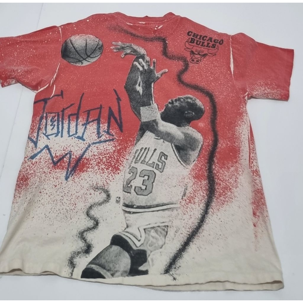 VERY RARE AOP MICHAEL JORDAN DOUBLE tag Magic Johson Hanes