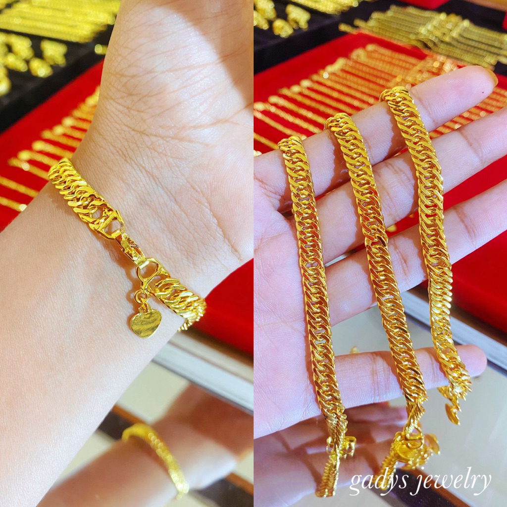 gelang sisik naga terbaru Lapis Emas 24krt Crum Emas Muda 14gram gelang Cewek Replika Premium Gold