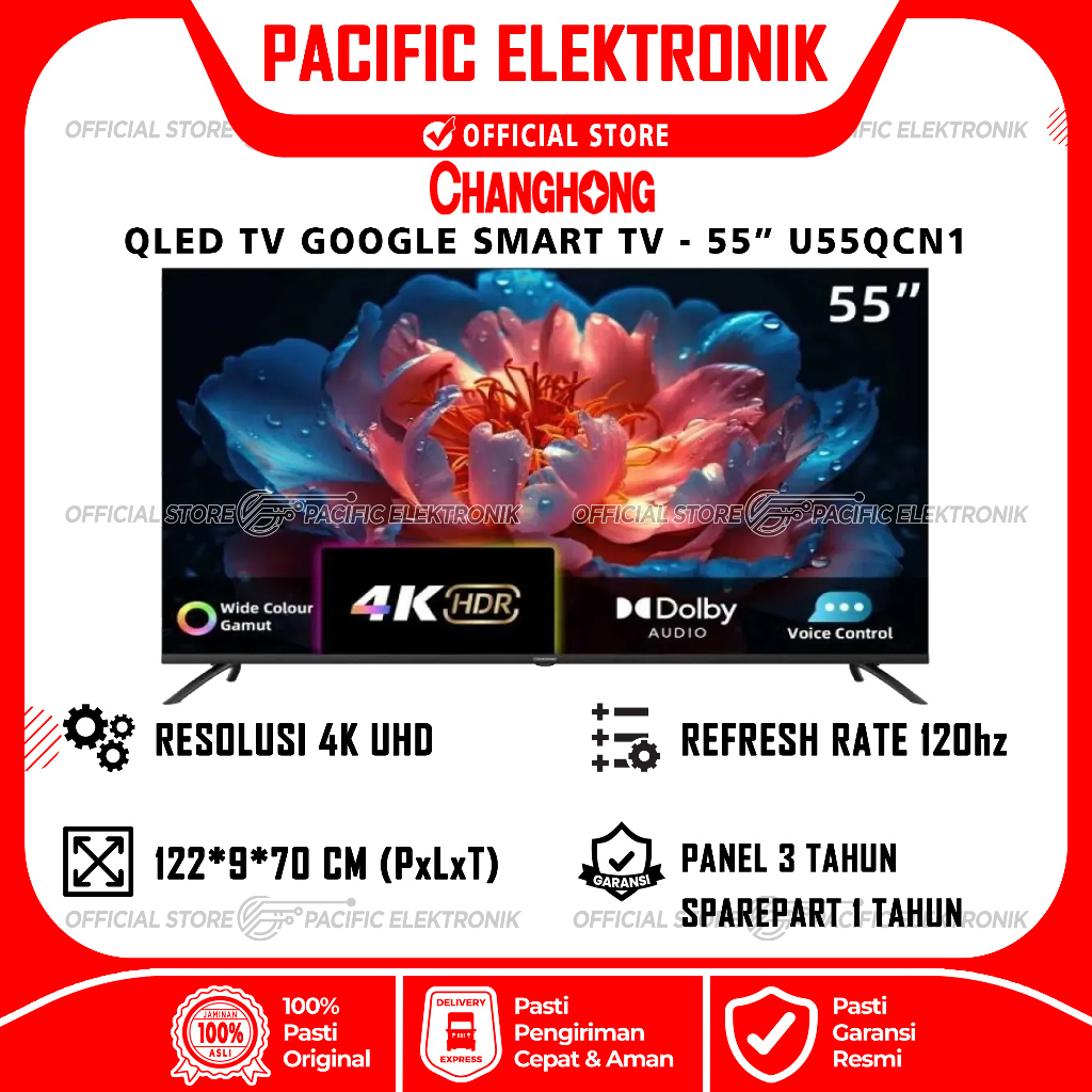 QLED TV LED Changhong 55inch UHD Google Smart TV U55QCN1