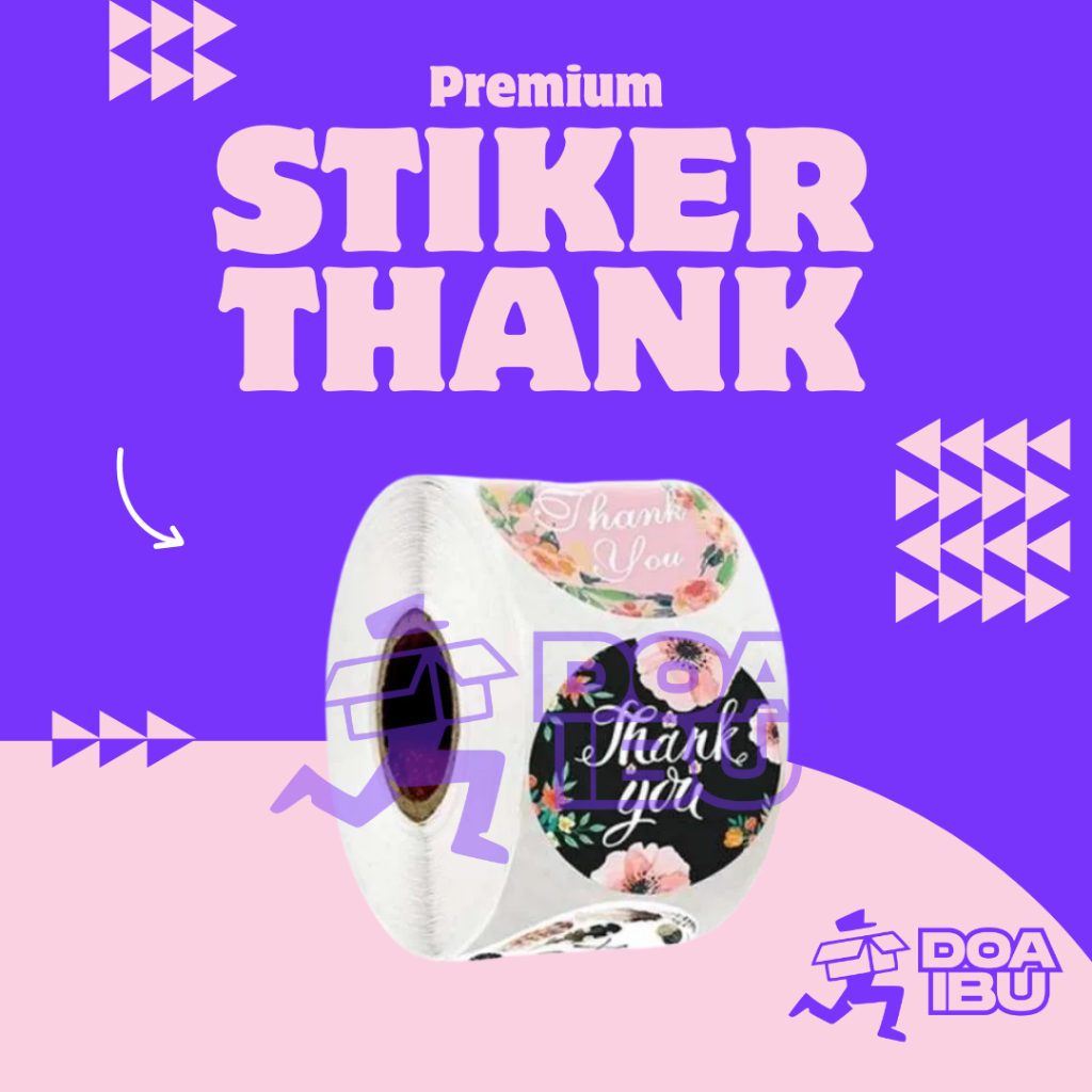 

[1 rol] stiker label motif thankyou bulat | stiker lucu | stiker aksesoris | Stiker 500 Pcs Terima Kasih Selamat Menikmati Sticker Roll Makanan Kue Catering Thank You