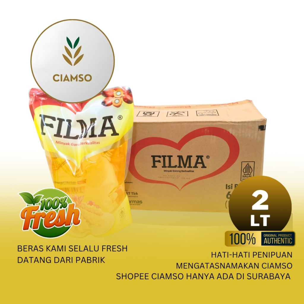 

Minyak Goreng Filma 2L – Karton dan Ecer - Minyak Jernih 3x Penyaringan | Cocok untuk Masak Harian