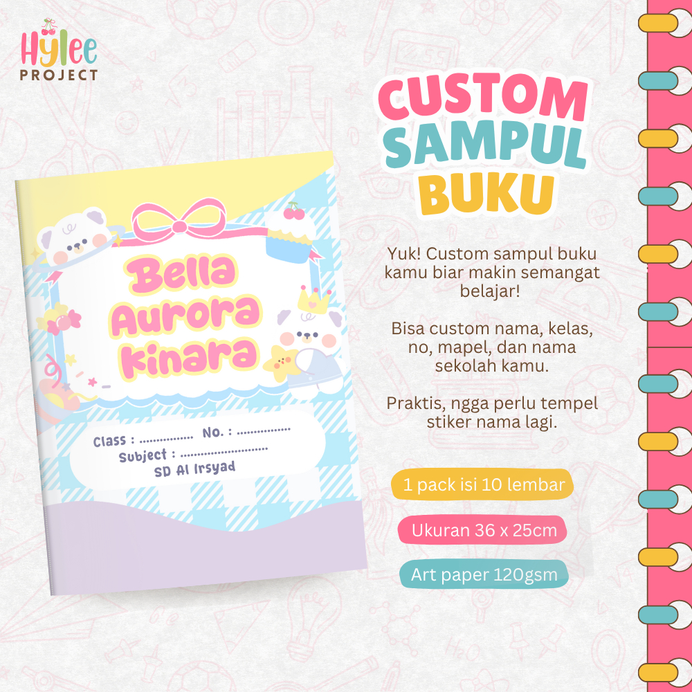 

HYLEE PROJECT - 10 Lembar Sampul Buku Reques Custom Nama Sekolah Kelas