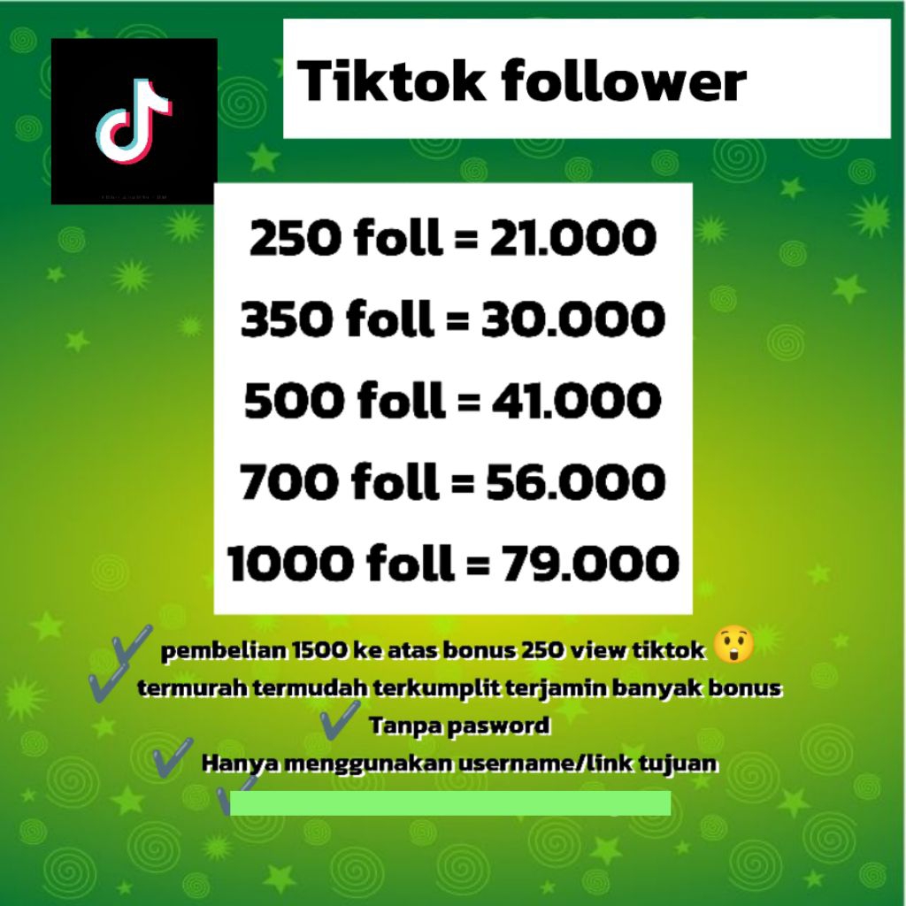TIKTOK FOLLOWERS permanen real aktif super fast kualitas HQ proses cepat aman promo