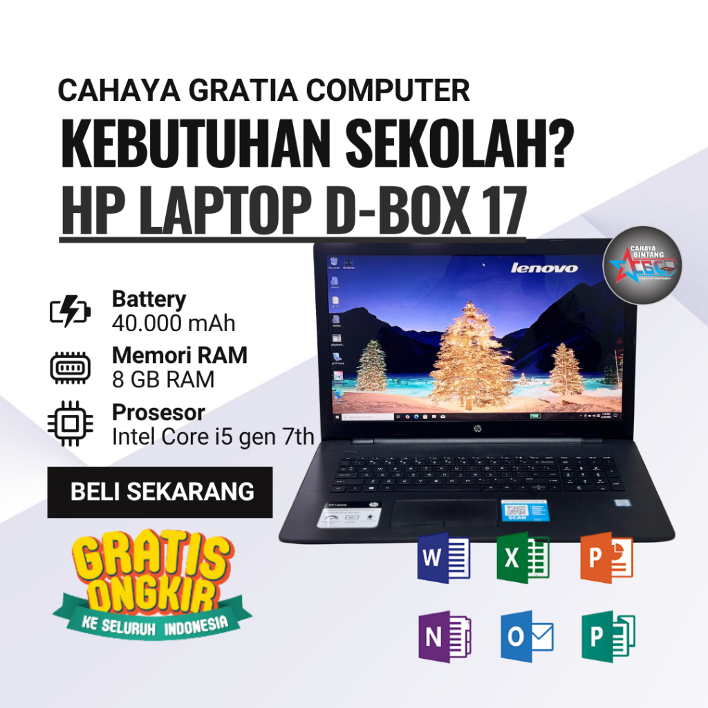 HP LAPTOP DBOX-17 CORE I5-7200U RAM 8GB SSD 256GB 2.7GHz