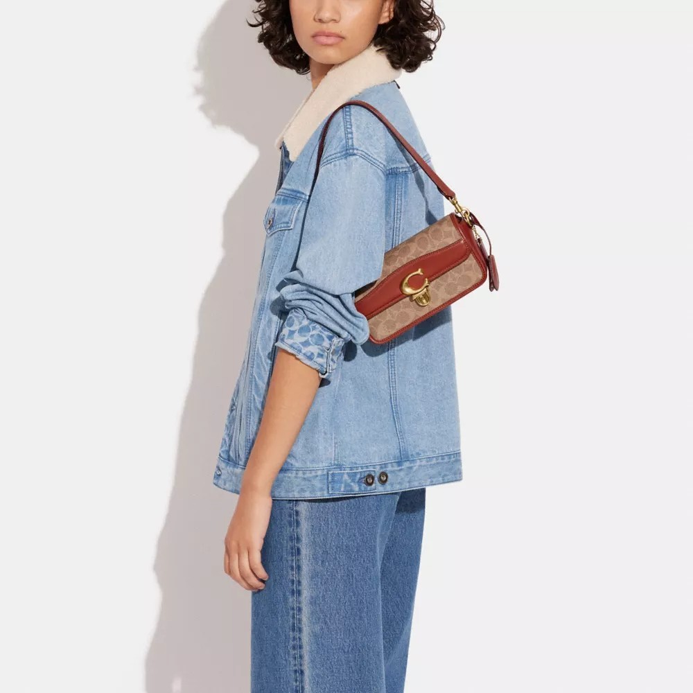 COACH Studio Baguette Bag in Signature Coated Canvas Women's Shoulder Bag Coach Tas Bahu Wanita