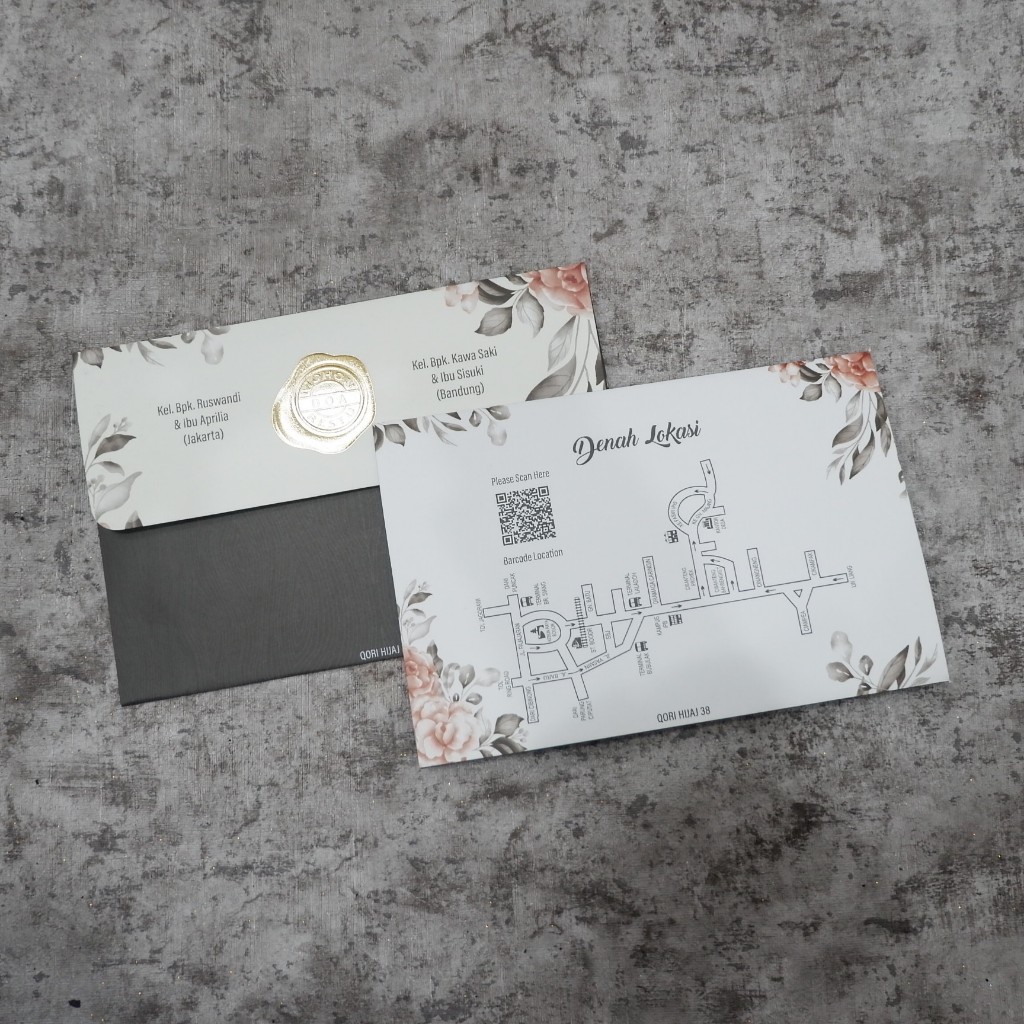 [BISA 10 PCS] Undangan Amplop Foil Embos Warna Hitam Elegan Softcover Qori Hijaj 38