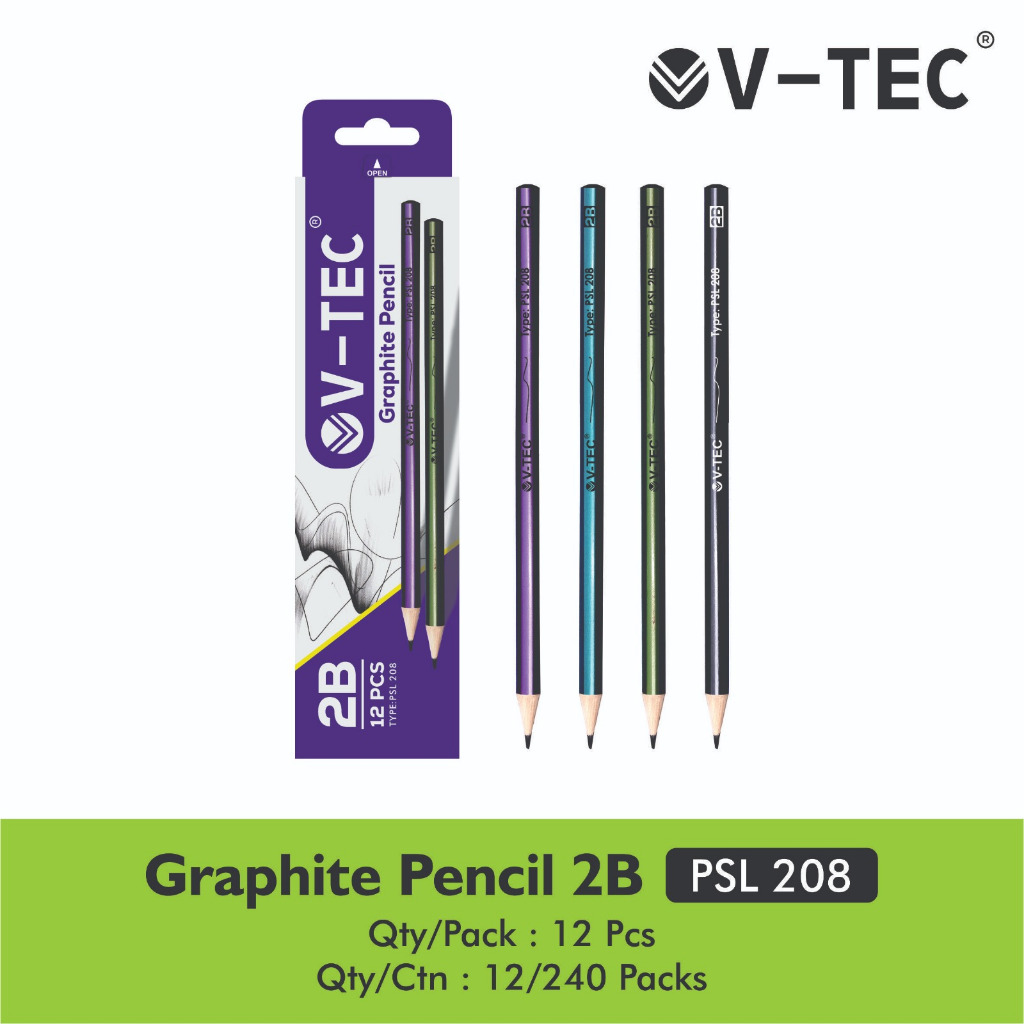 

Pensil 2B V-TEC PSL 208 / VTEC PSL208/ pensil 2B v tec Graphite pensil (hrg 1 lusin)
