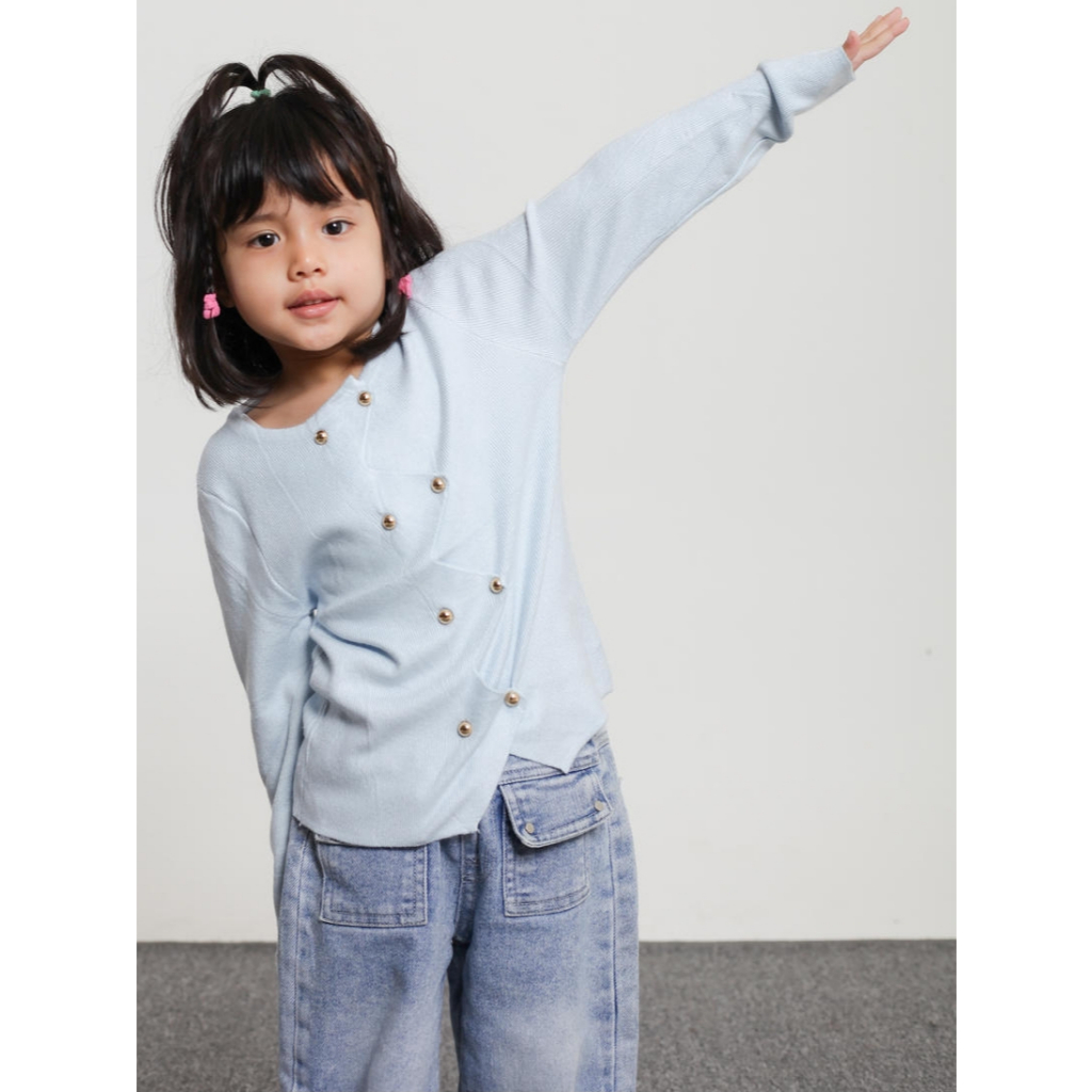 LANANAU Zigzag Pearl Knit | Sweater Anak perempuan | Atasan Knit Anak Perempuan
