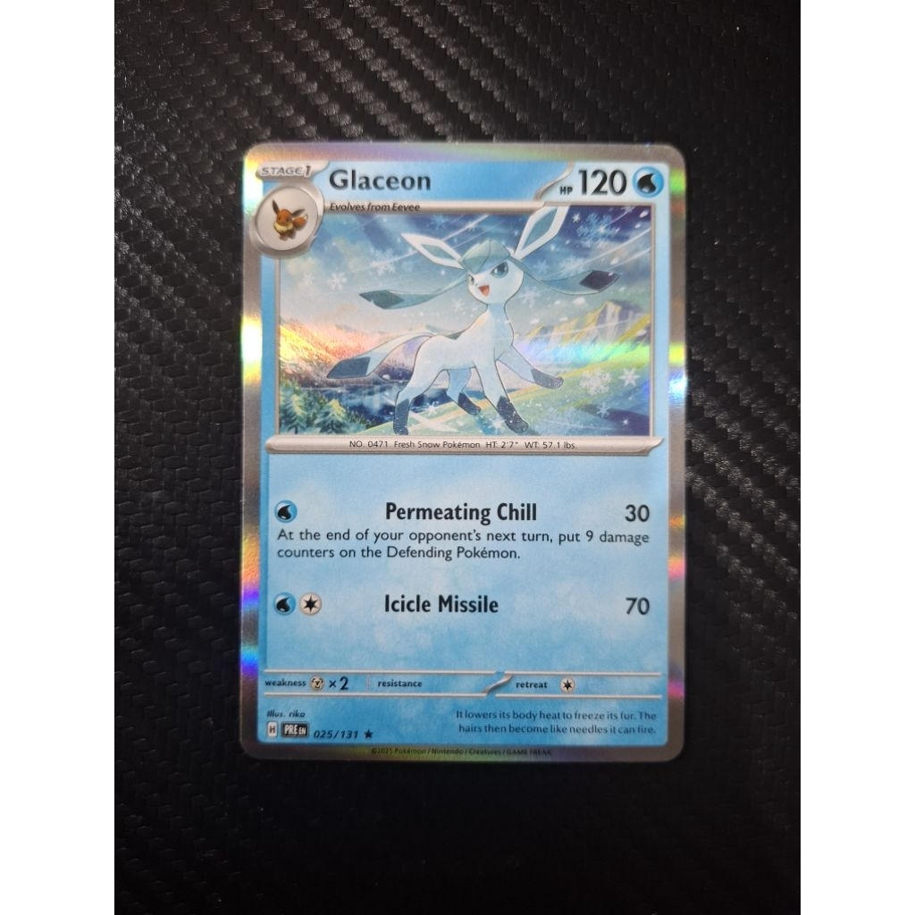 kartu pokemon original holo rare glaceon pre 025/131