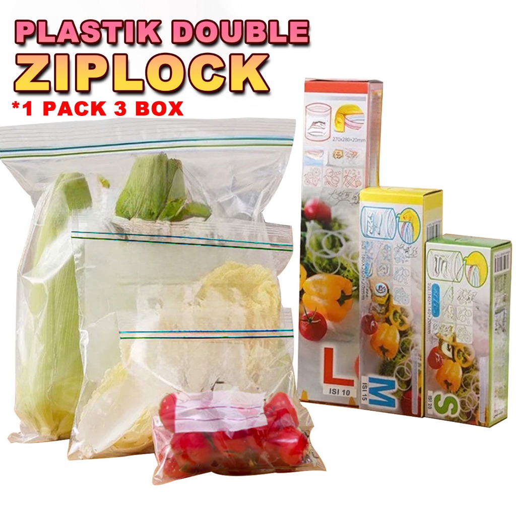 

Zipper Lock Plastik 3 Ukuran Bundling 3PCS Kantong Penyimpanan Makanan Zipper Bag Terbaru ZK-5