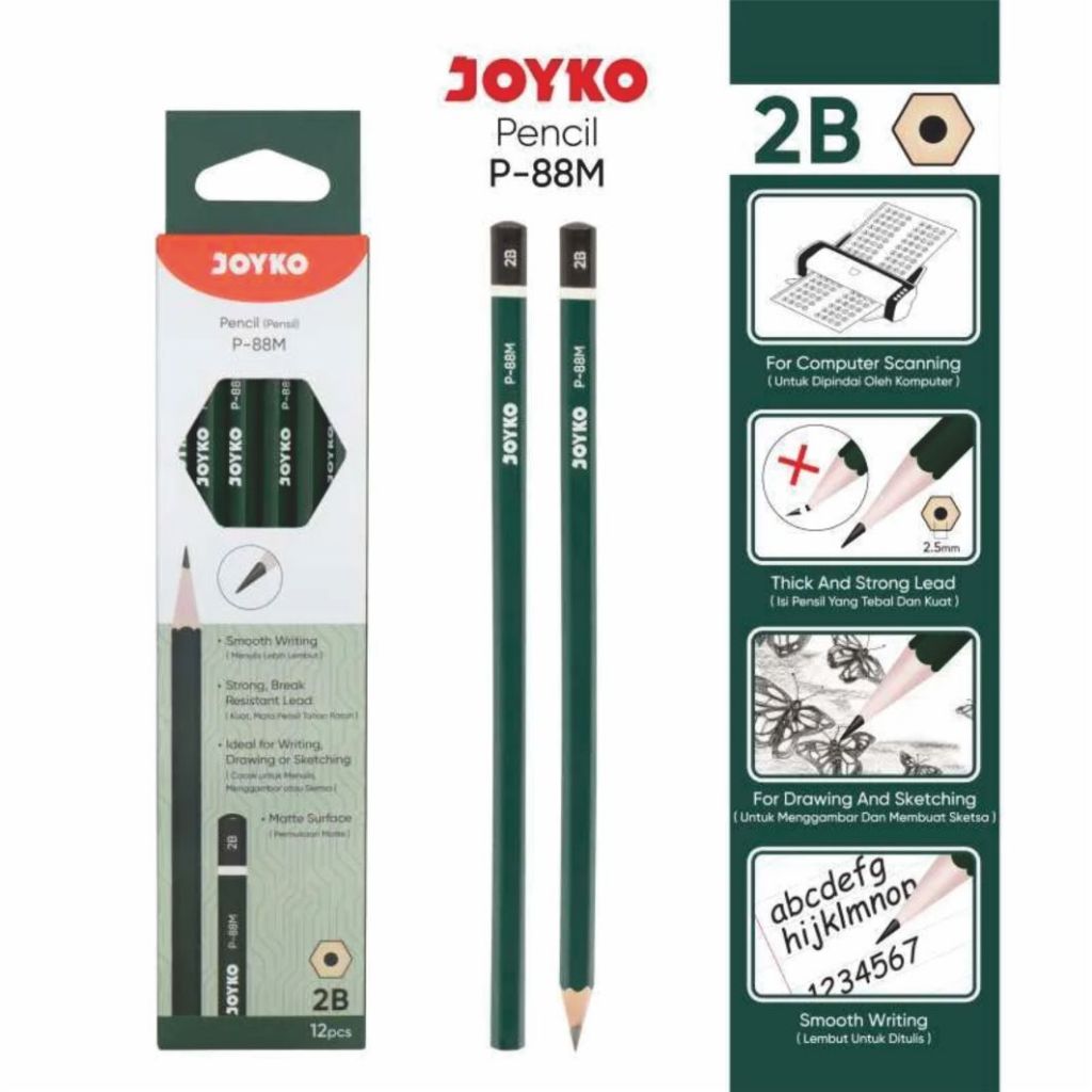 

PENSIL 2B joyko PENSIL JOYKO P-88M 2B PENCIL JOYKO 2B HARGA UNTUK 12 PCS