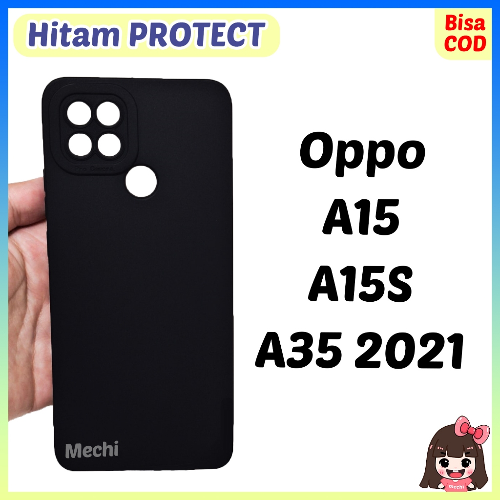 Case Protect Kamera Oppo A15 baru 2020 Silikon Hitam Lentur Black Matte Softcase Polos Camera Siliko
