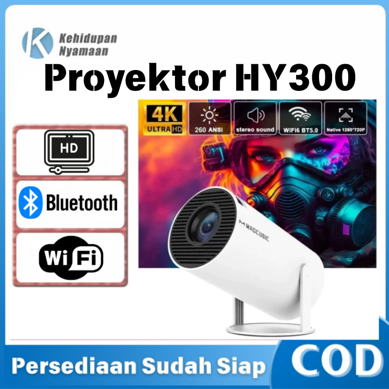 HY300 Proyektor Android 11.0 Bluetooth Proyektor 2.4+5G Wifi 6 Portabel Mini LCD Proyektor Support 4