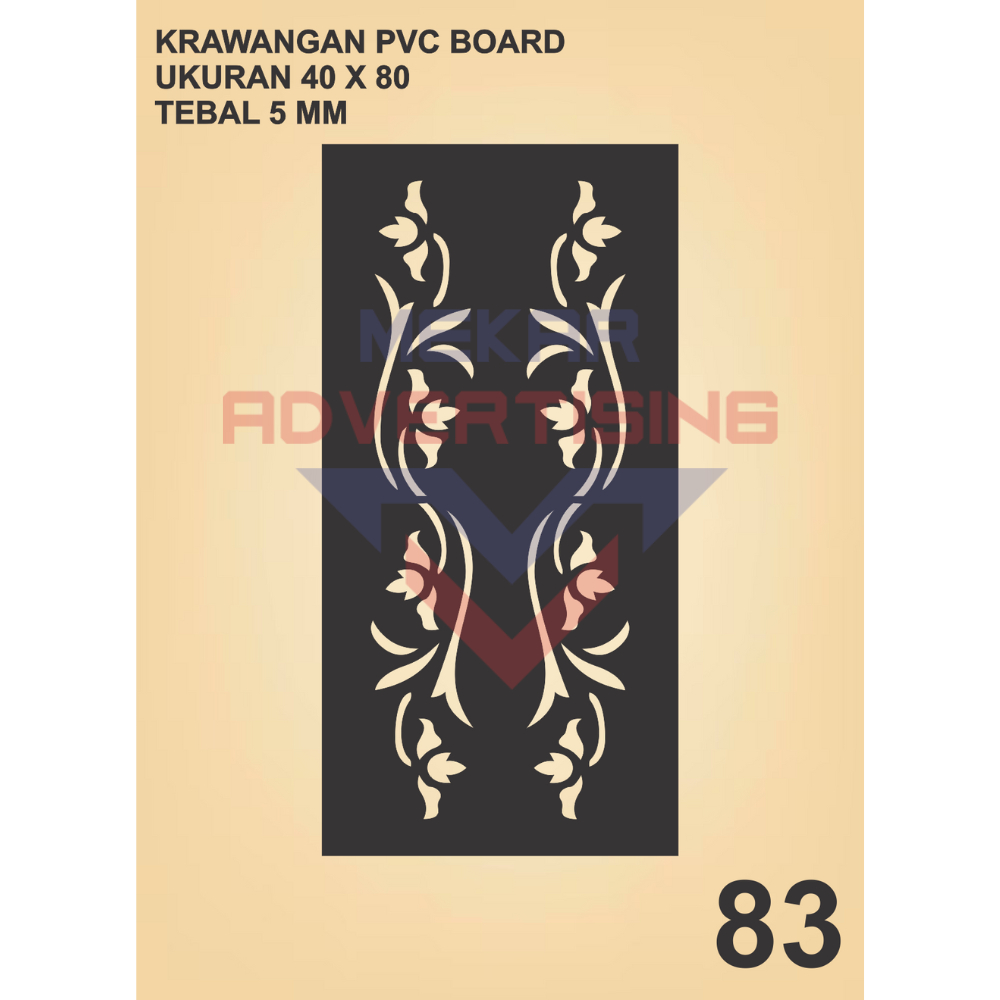 KRAWANGAN PVC BOARD HITAM  / ORNAMEN PVC FOAM BOARD HITAM TEBAL 5MM MODEL 83 UKURAN 40X80
