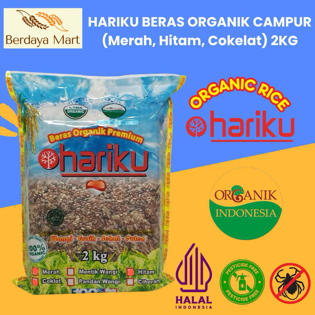 

HARIKU Beras Organik Campur (Merah Cokelat, Hitam) 2KG