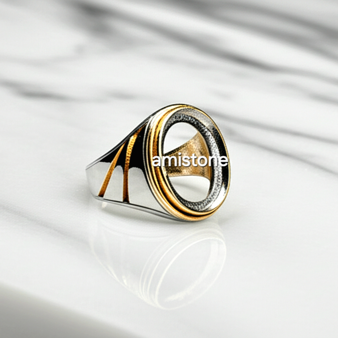 Ring,Emban,Ikatan,Titanium Tanam Ukuran Batu 20 x 15