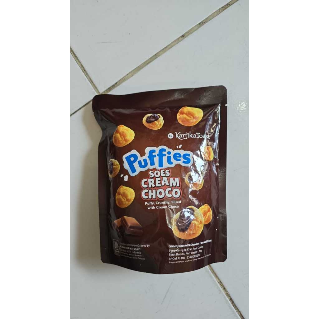 

MGmart Sale | Kartika Toast Puffies Soes Cream Choco 72gr | Soes Kering Isi Krim Rasa Coklat