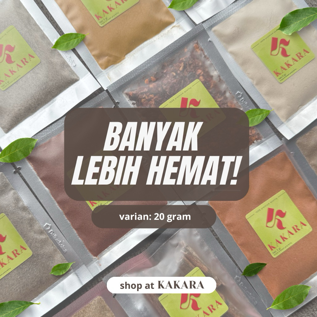 

KAKARA bumbu masak 20 gram - LADA HITAM BUBUK KASAR OREGANO BASIL SELASIH KAYU MANIS KAPULAGA PEKAK BUNGA LAWANG JINTAN HITAM PAPRIKA BUBUK CABE BUBUK KASAR KUNYIT BUBUK PALA BAWANG PUTIH BAWANG MERAH BUBUK ANGKAK - bumbu dapur kecil bumbu sachet