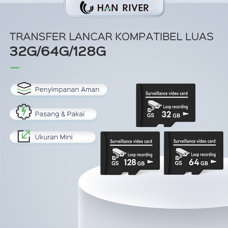 HAN River Kartu Memori 4K microSDXC Kecepatan Tinggi 32GB/64GB/128GB Kompatibel Luas Tahan Lama