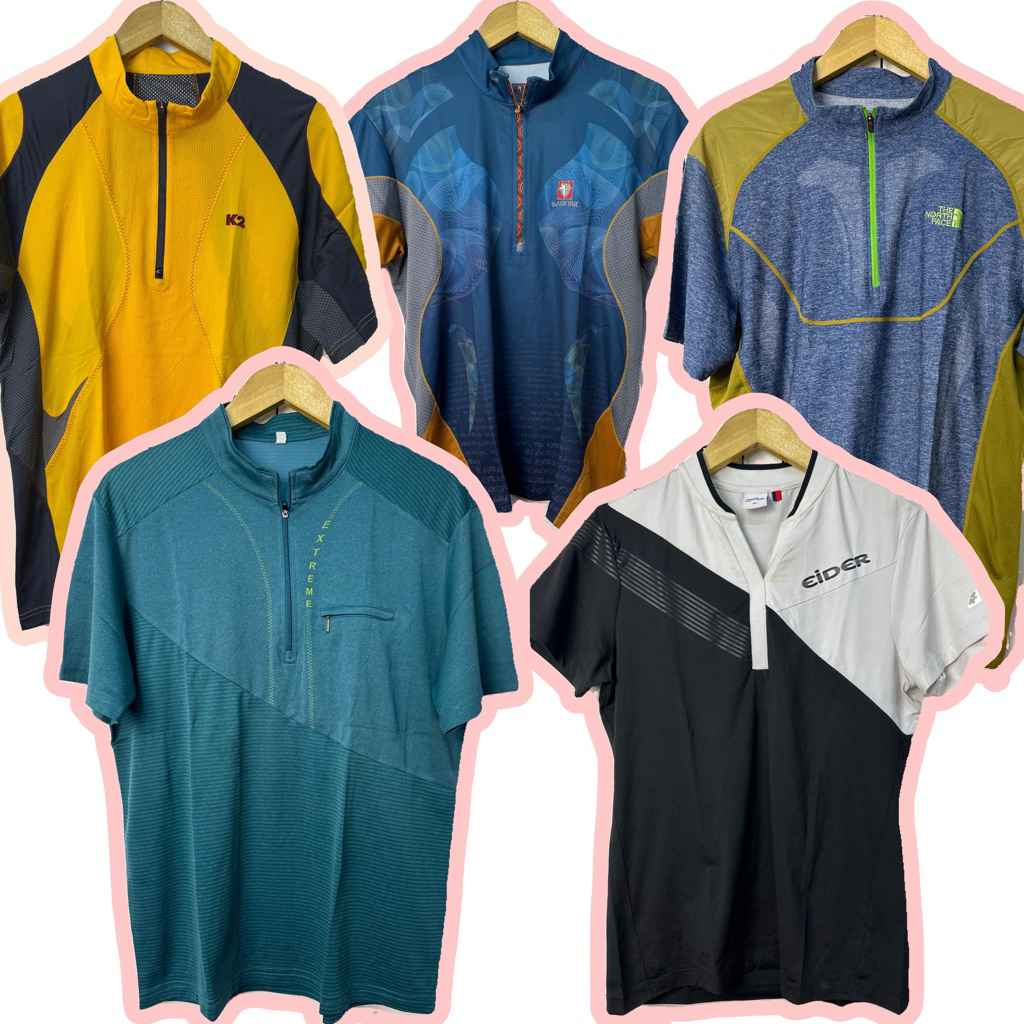 kaos jersey outdoor second half zipper sepeda mancing gym climbing