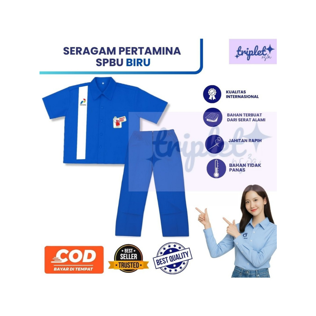 Seragam Spbu Biru | Baju Celana Spbu | Seragam Spbu Biru | Seragam Pertamina | Baju Spbu