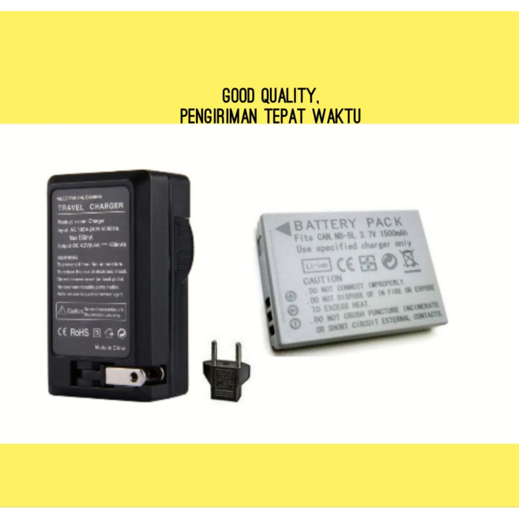 Charger & Baterai Canon NB-5L Ixus 800 850 860 870 IS - Batre Casan